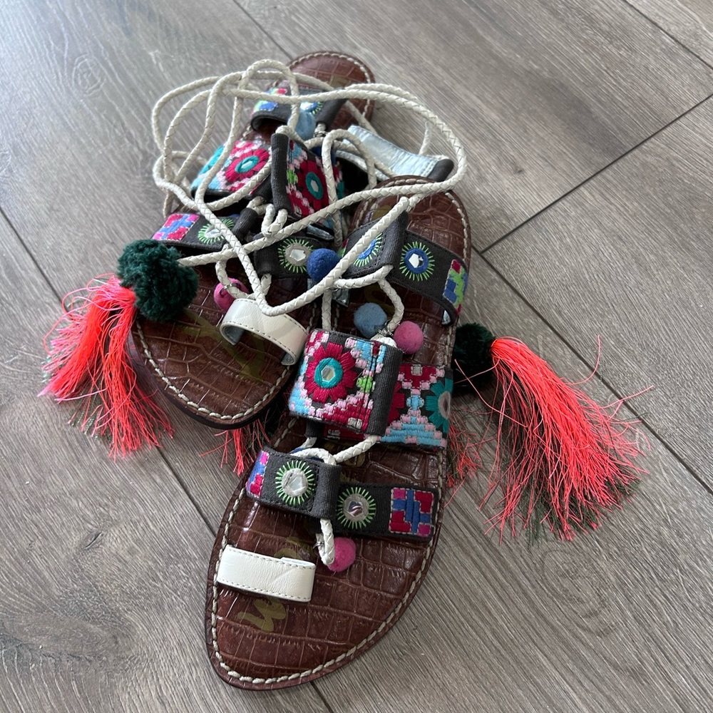 Sam Edelman Multicolor Boho Gladiator Sandal Sz 7 - image 7
